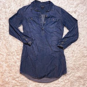 Denim Lucky Brand Button-Down Collared Shift Dress